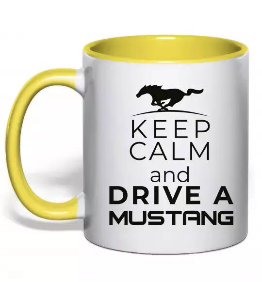 Чашка с цветной ручкой Drive Ford Mustang Солнечно желтый фото