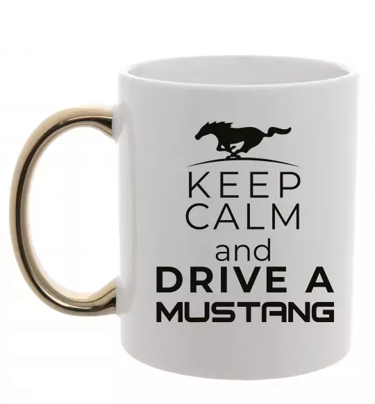 Чашка с цветной ручкой Drive Ford Mustang Золото фото