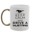 Чашка с цветной ручкой Drive Ford Mustang Золото фото