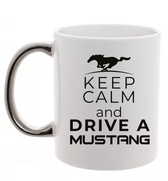 Чашка с цветной ручкой Drive Ford Mustang Серебро фото