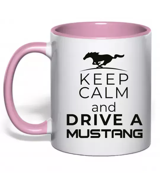 Чашка с цветной ручкой Drive Ford Mustang Нежно розовый фото