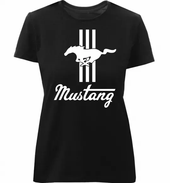 Женская премиум футболка Mustang logo Черный фото