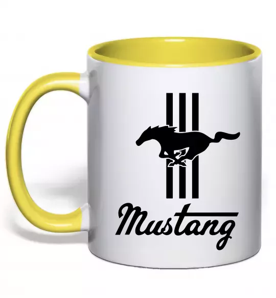 Чашка з кольоровою ручкою Mustang logo Сонячно жовтий фото