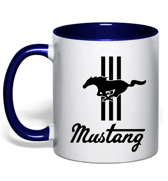 Чашка з кольоровою ручкою Mustang logo Глибокий темно-синій фото