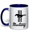 Чашка з кольоровою ручкою Mustang logo Глибокий темно-синій фото