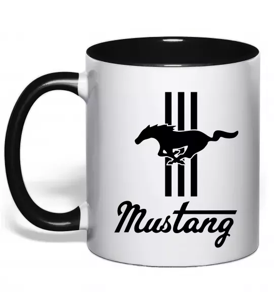 Чашка з кольоровою ручкою Mustang logo Чорний фото