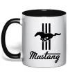Чашка з кольоровою ручкою Mustang logo Чорний фото