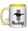 Чашка с цветной ручкой Mustang logo Лимонный фото