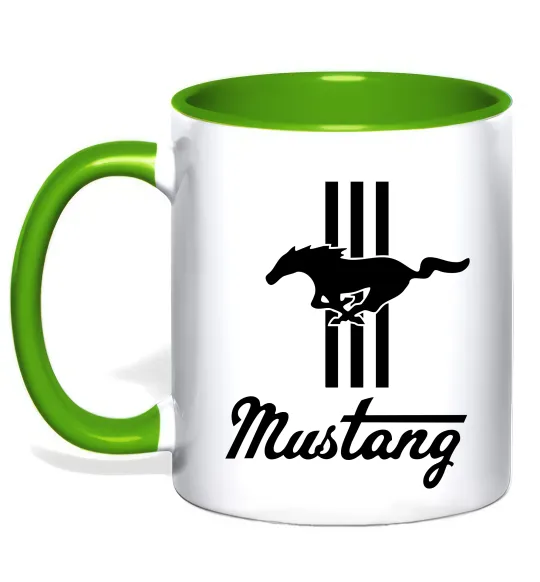 Чашка с цветной ручкой Mustang logo Лаймовый фото