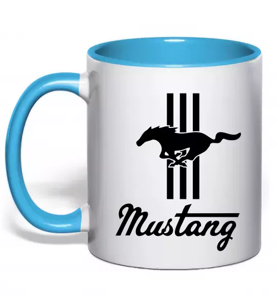 Чашка з кольоровою ручкою Mustang logo Блакитний фото