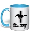 Чашка з кольоровою ручкою Mustang logo Блакитний фото