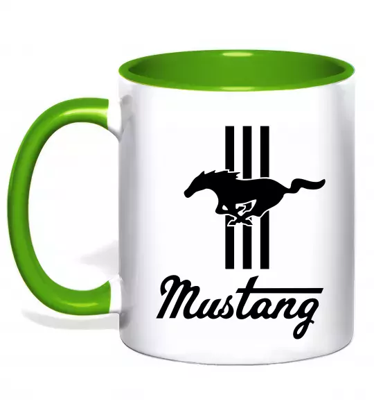 Чашка з кольоровою ручкою Mustang logo Зелений фото