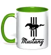 Чашка з кольоровою ручкою Mustang logo Зелений фото