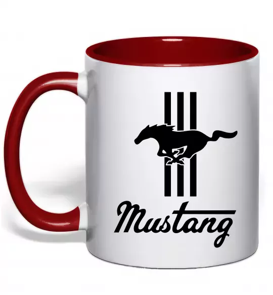 Чашка з кольоровою ручкою Mustang logo Червоний фото