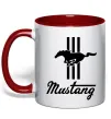 Чашка з кольоровою ручкою Mustang logo Червоний фото