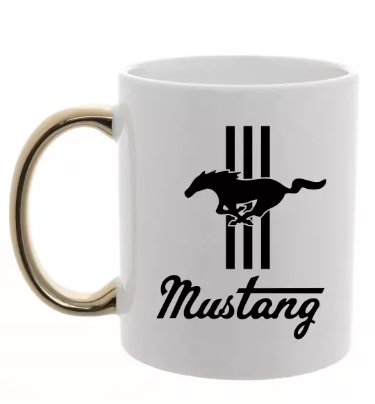 Чашка з кольоровою ручкою Mustang logo Золото фото