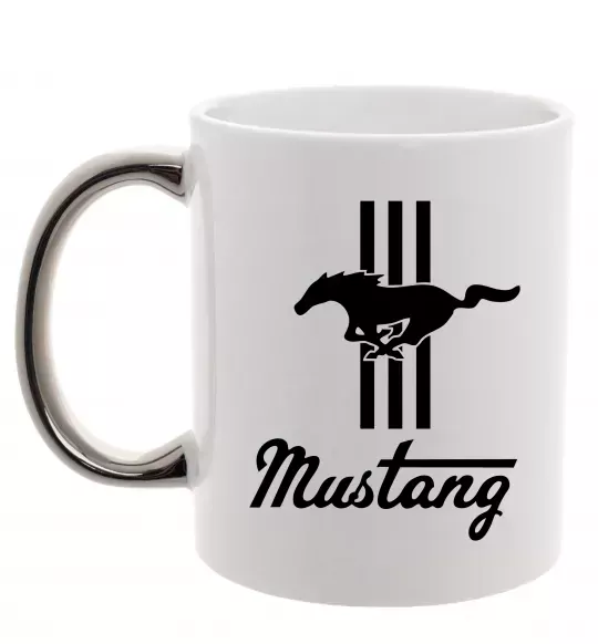 Чашка з кольоровою ручкою Mustang logo Срібло фото