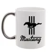 Чашка з кольоровою ручкою Mustang logo Срібло фото