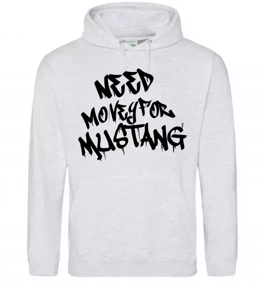 Чоловіча толстовка (худі) Need money for Mustang Сірий меланж фото