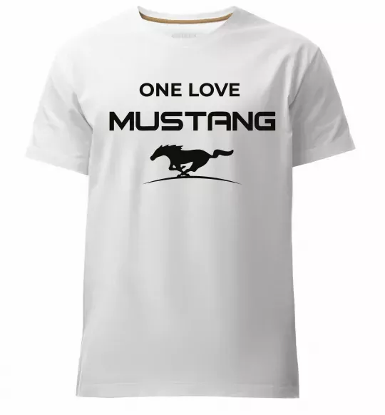 Мужская премиум футболка One love Mustang Белый фото