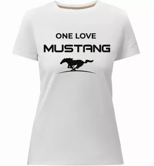 Женская премиум футболка One love Mustang Белый фото