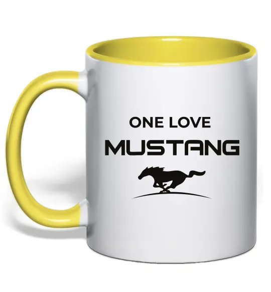 Чашка с цветной ручкой One love Mustang Лимонный фото