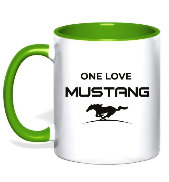 Чашка с цветной ручкой One love Mustang Лаймовый фото