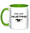 Чашка с цветной ручкой One love Mustang Лаймовый фото