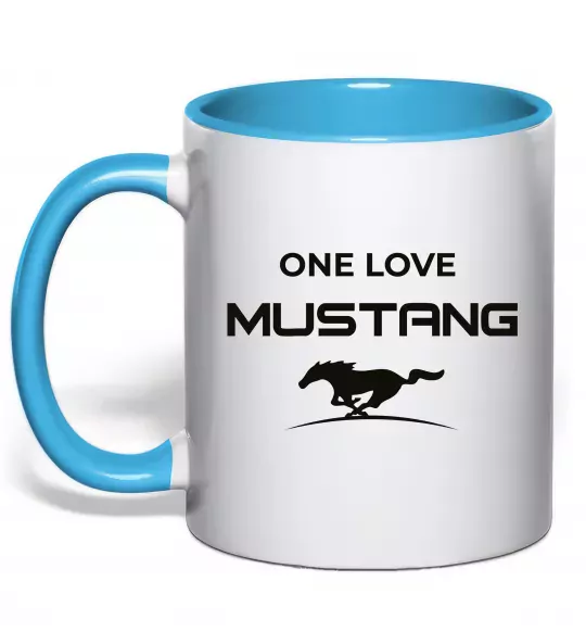 Чашка с цветной ручкой One love Mustang Голубой фото