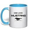 Чашка с цветной ручкой One love Mustang Голубой фото