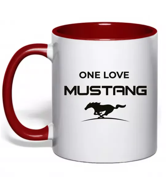 Чашка с цветной ручкой One love Mustang Красный фото
