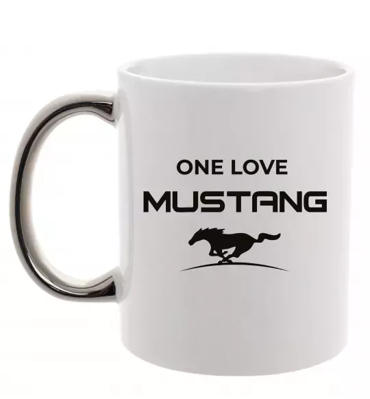 Чашка с цветной ручкой One love Mustang Серебро фото
