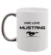 Чашка с цветной ручкой One love Mustang Серебро фото