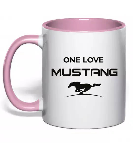 Чашка с цветной ручкой One love Mustang Нежно розовый фото