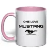 Чашка с цветной ручкой One love Mustang Нежно розовый фото