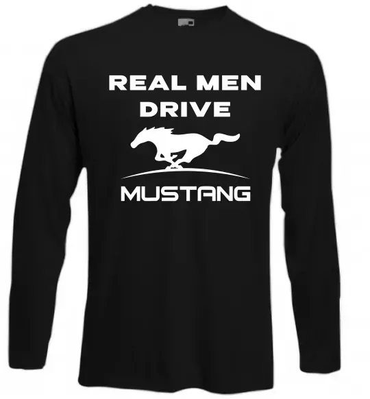 Лонгслів Real men drive Mustang Чорний фото