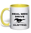 Чашка з кольоровою ручкою Real men drive Mustang Сонячно жовтий фото