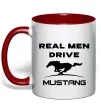 Чашка з кольоровою ручкою Real men drive Mustang Червоний фото