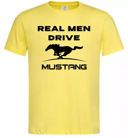 Мужская футболка Real men drive Mustang Лимонный фото
