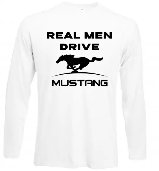 Лонгслів Real men drive Mustang Білий фото