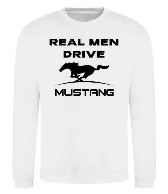Світшот Real men drive Mustang Білий фото