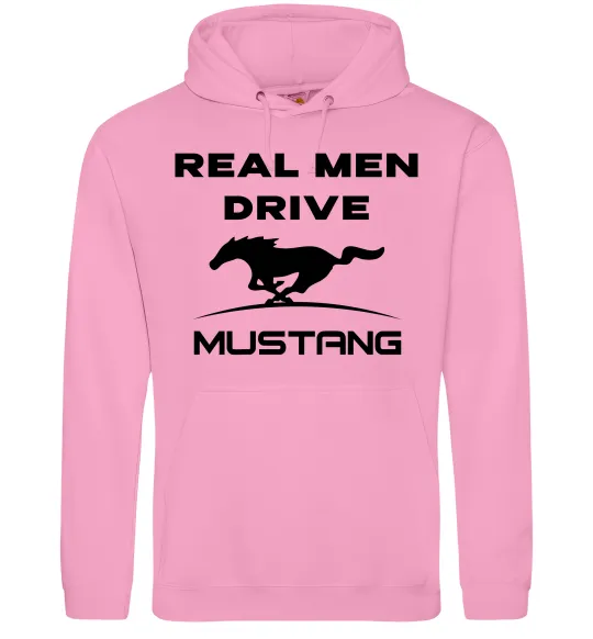 Мужская толстовка (худи) Real men drive Mustang Розовый фото