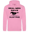 Мужская толстовка (худи) Real men drive Mustang Розовый фото