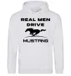 Чоловіча толстовка (худі) Real men drive Mustang Сірий меланж фото