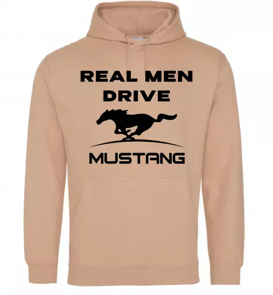Чоловіча толстовка (худі) Real men drive Mustang Пісочний фото