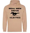Чоловіча толстовка (худі) Real men drive Mustang Пісочний фото