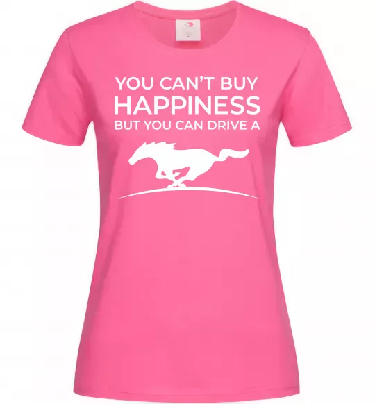 Женская футболка Drive a Mustang Ярко-розовый фото