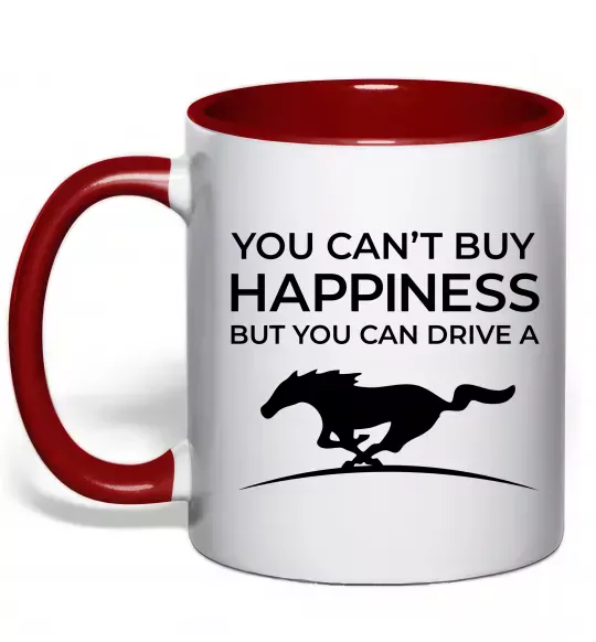 Чашка с цветной ручкой Drive a Mustang Красный фото