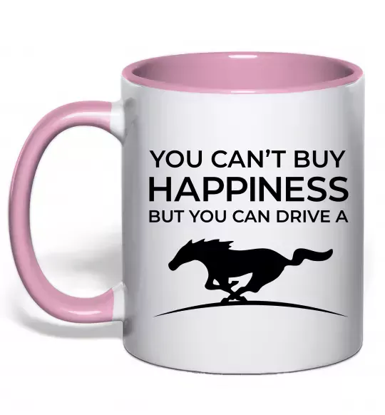 Чашка с цветной ручкой Drive a Mustang Нежно розовый фото