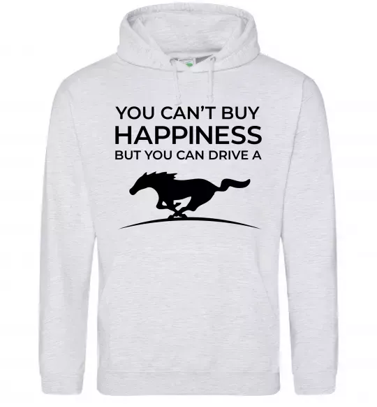 Женская толстовка (худи) Drive a Mustang Серый меланж фото